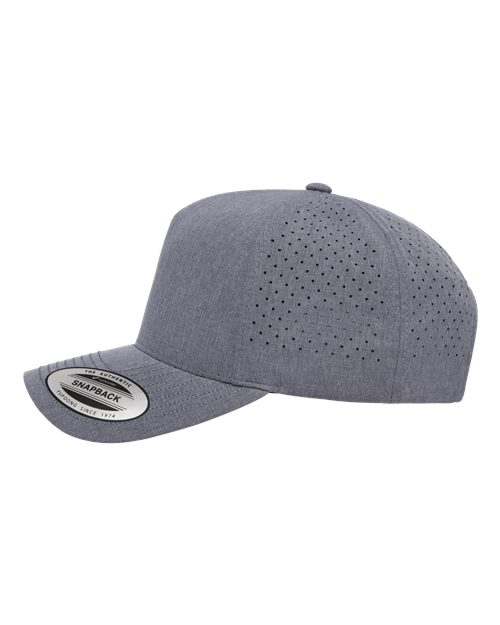 Yupoong 5389AP Five-Panel Snapback with Perforated Cap - Heather Grey - side
