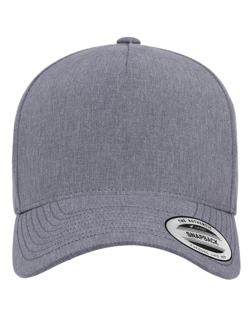 Yupoong 5389AP Five-Panel Snapback with Perforated Cap - Heather Grey - front