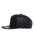 Yupoong 6609 Retro High Profile Trucker Cap - Black - side