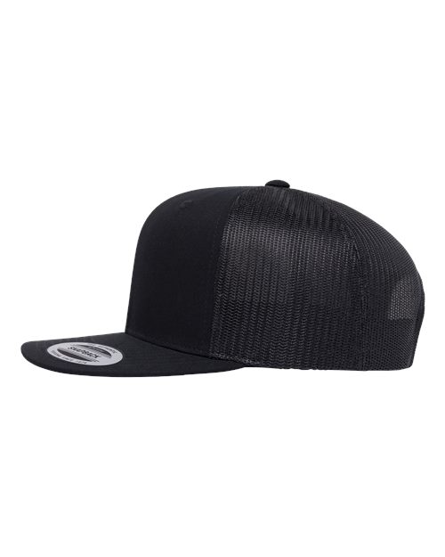 Yupoong 6609 Retro High Profile Trucker Cap - Black - side