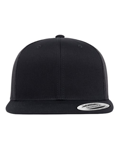Yupoong 6609 Retro High Profile Trucker Cap - Black - front