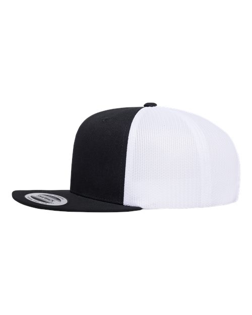 Yupoong 6609 Retro High Profile Trucker Cap - Black/ White - side