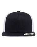 Yupoong 6609 Retro High Profile Trucker Cap - Black/ White - front