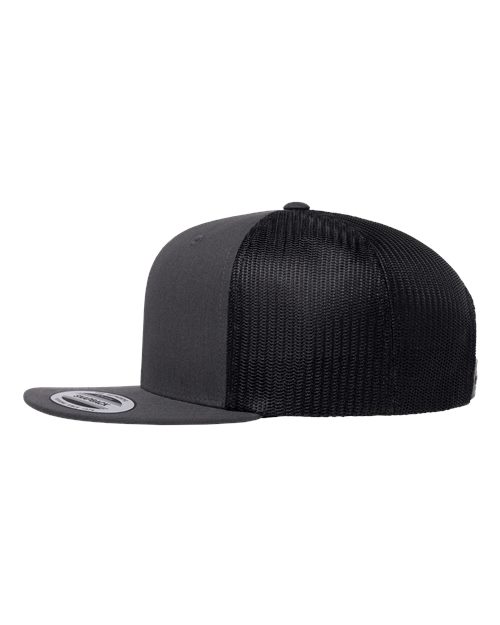 Yupoong 6609 Retro High Profile Trucker Cap - Charcoal/ Black - side