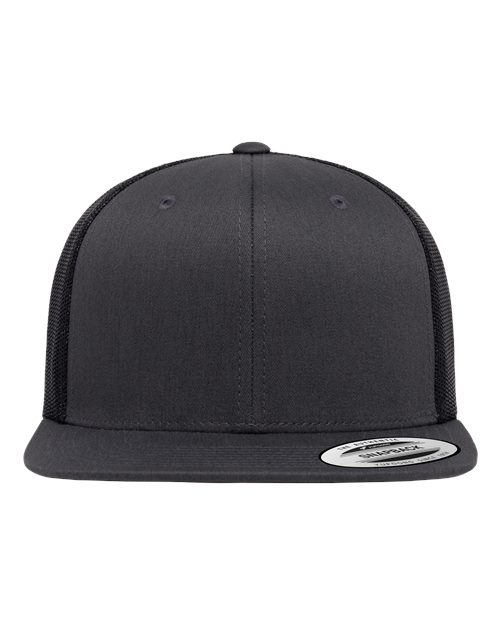 Yupoong 6609 Retro High Profile Trucker Cap - Charcoal/ Black - front