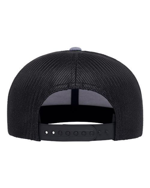 Yupoong 6609 Retro High Profile Trucker Cap - Heather Grey/ Black - back