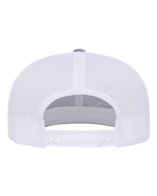 Yupoong 6609 Retro High Profile Trucker Cap - Heather Grey/ White - back
