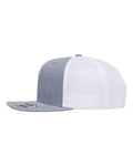 Yupoong 6609 Retro High Profile Trucker Cap - Heather Grey/ White - side