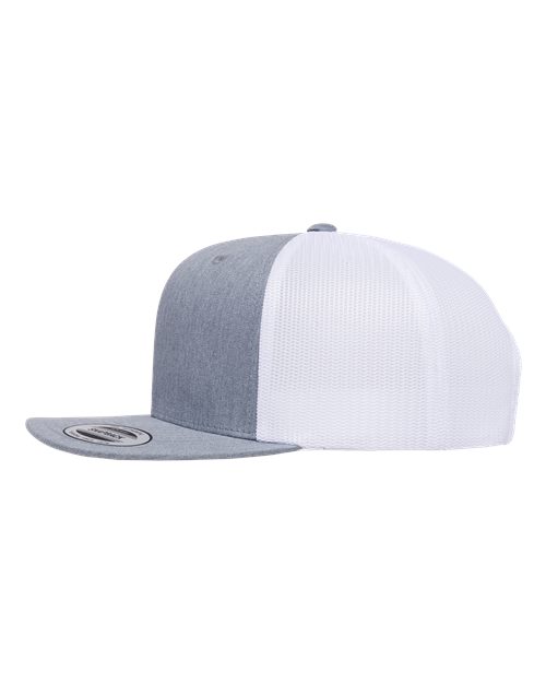 Yupoong 6609 Retro High Profile Trucker Cap - Heather Grey/ White - side