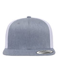 Yupoong 6609 Retro High Profile Trucker Cap - Heather Grey/ White - front
