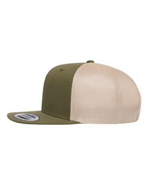 Yupoong 6609 Retro High Profile Trucker Cap - Moss Green/ Khaki - side