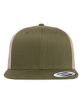 Yupoong 6609 Retro High Profile Trucker Cap - Moss Green/ Khaki - front