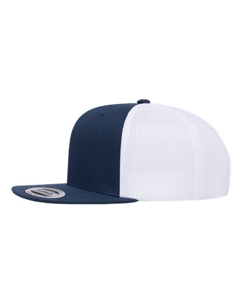 Yupoong 6609 Retro High Profile Trucker Cap - Navy/ White - side