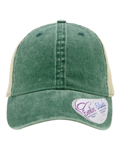 Infinity Her TESS Women's Washed Mesh-Back Cap - Jade/ Daisy/ Khaki - front