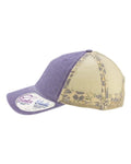 Infinity Her TESS Women's Washed Mesh-Back Cap - Violet/ Floral/ Khaki - side