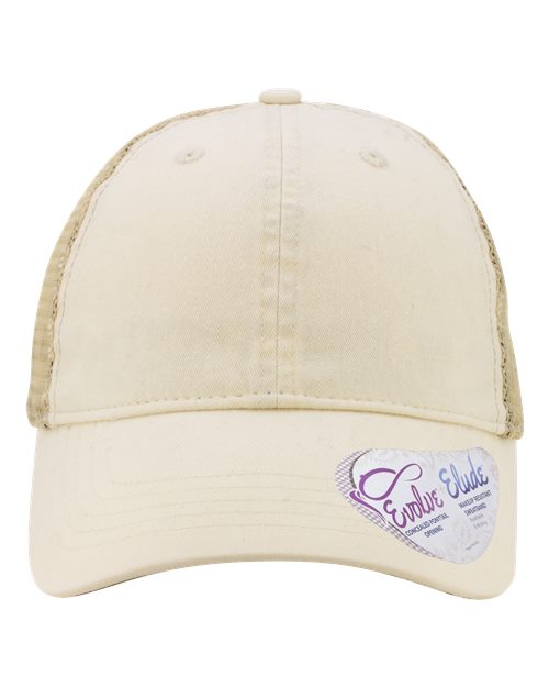 Infinity Her TESS Women's Washed Mesh-Back Cap - Vanilla/ Longhorn/ Khaki - front