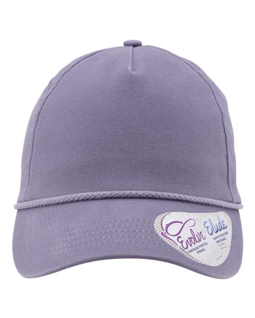 Infinity Her MAYA Women's Five-Panel Rope Cap - Violet/ Snow Leopard - front