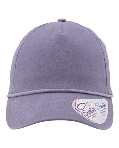 Infinity Her MAYA Women's Five-Panel Rope Cap - Violet/ Snow Leopard - front