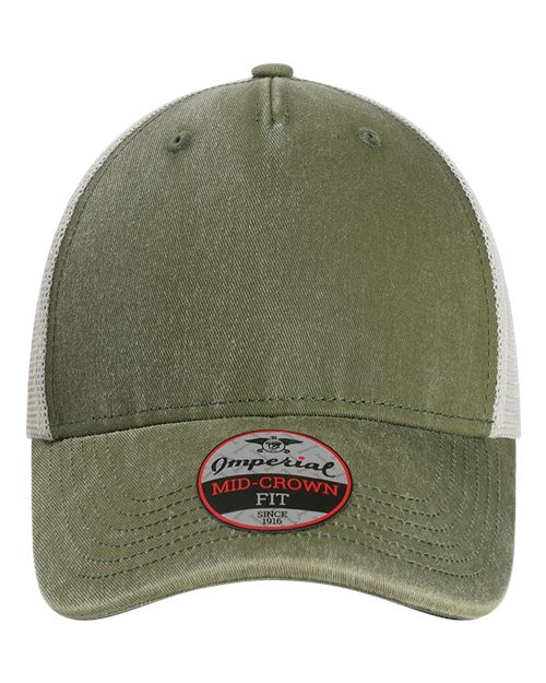 Imperial X240M The Gambit Mesh Back Cap - Olive Green/ Stone - front