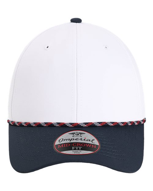 Imperial 7054 The Wingman Cap - White/ Navy/ Navy/ Red/ White - front