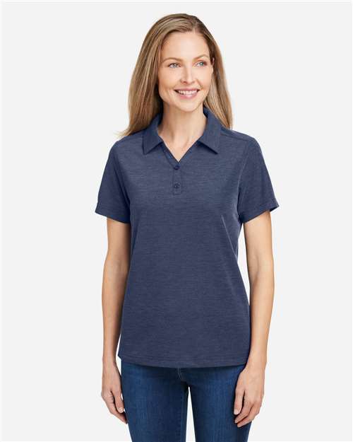 Core 365 CE112W Women's Fusion ChromaSoft Pique Polo - Classic Navy Heather - model front