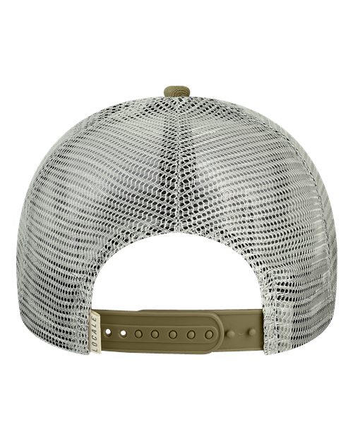 LOCALE 5PTKR Printed Five-Panel Trucker Cap - Denali Olive Green/ Grey - back