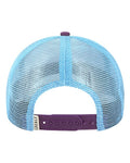 LOCALE 5PTKR Printed Five-Panel Trucker Cap - Explorer White/ Plum - back