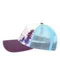 LOCALE 5PTKR Printed Five-Panel Trucker Cap - Explorer White/ Plum - side