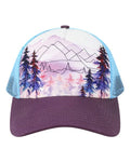 LOCALE 5PTKR Printed Five-Panel Trucker Cap - Explorer White/ Plum - front