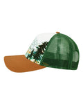 LOCALE 5PTKR Printed Five-Panel Trucker Cap - Explorer/ Brown - side