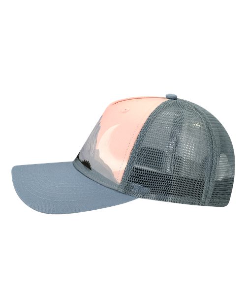 LOCALE 5PTKR Printed Five-Panel Trucker Cap - Front Range/ Slate Blue Sarah D - side