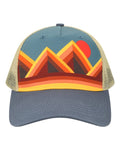 LOCALE 5PTKR Printed Five-Panel Trucker Cap - Mountain Contours Maroon/ Slate - front