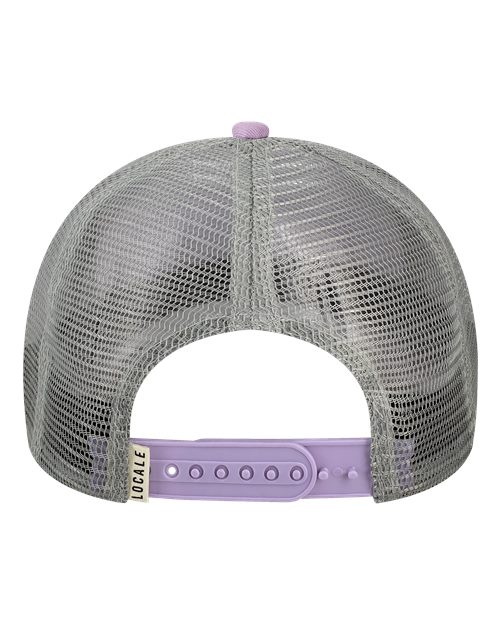 LOCALE 5PTKR Printed Five-Panel Trucker Cap - Purple Ranges/ Lavendar Sophia G - back