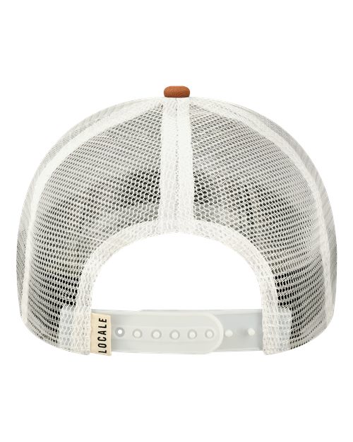 LOCALE 5PTKR Printed Five-Panel Trucker Cap - Ranges Grey/ Dark Orange - back