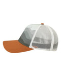 LOCALE 5PTKR Printed Five-Panel Trucker Cap - Ranges Grey/ Dark Orange - side