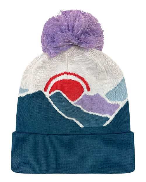 LOCALE GRNDSR Grand Recycled Beanie - Mountain Sunset/ Purple - front