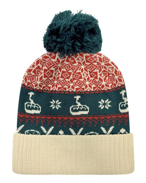 LOCALE GRNDSR Grand Recycled Beanie - Nordic Chairlift/ Beige - front