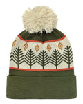 LOCALE GRNDSR Grand Recycled Beanie - Rustic Trees/ Olive Green - front
