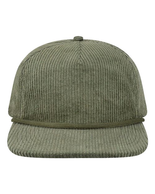 LOCALE WILSON Five-Panel Rope Cap - Sage Corduroy - front