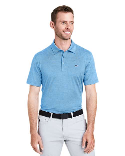 vineyard vines G011146 Men's Destin Stripe Sankaty Polo - Ocean Breeze - model front