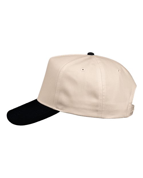 Valucap 8869 Five-Panel Twill Cap - Natural/ Black - side