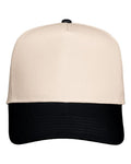 Valucap 8869 Five-Panel Twill Cap - Natural/ Black - front