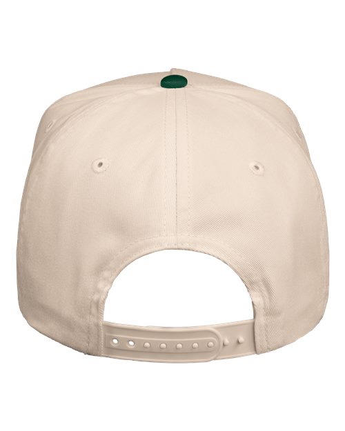 Valucap 8869 Five-Panel Twill Cap - Natural/ Forest Green - back