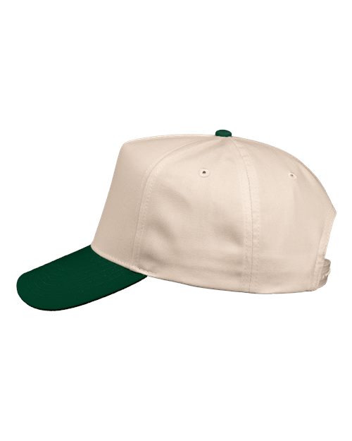 Valucap 8869 Five-Panel Twill Cap - Natural/ Forest Green - side