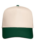 Valucap 8869 Five-Panel Twill Cap - Natural/ Forest Green - front
