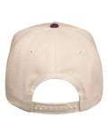 Valucap 8869 Five-Panel Twill Cap - Natural/ Maroon - back