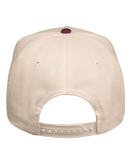 Valucap 8869 Five-Panel Twill Cap - Natural/ Maroon - back