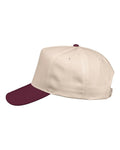 Valucap 8869 Five-Panel Twill Cap - Natural/ Maroon - side