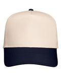 Valucap 8869 Five-Panel Twill Cap - Natural/ Navy - front