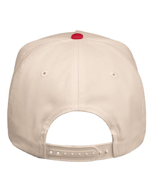 Valucap 8869 Five-Panel Twill Cap - Natural/ Red - back